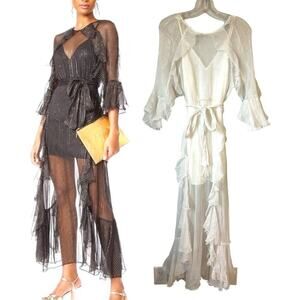 Alice McCall Moon Dance Maxi Dress in Metallic White Size 6
